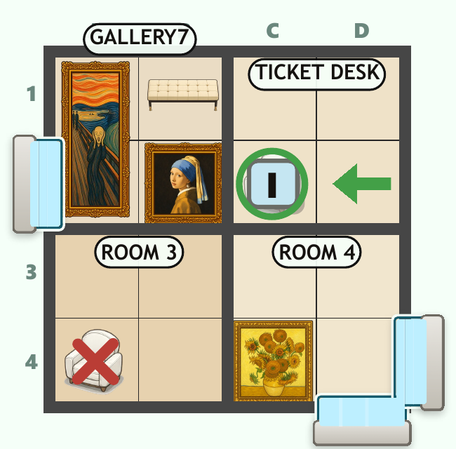 Step 3: place Iris at C2 and eliminate the rest of her row and column